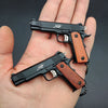 Handcrafted 1911 Gun Keychain with Wooden Handle - Black