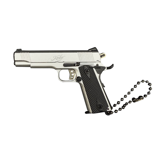 Handmade Kimber 1911 gun Keychain - Silver