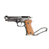 Handmade wood handle Beretta 92F Gun Keychain – Chrome Silver