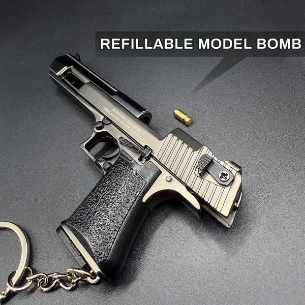 Metallic Desert Eagle Gun-Shaped Keychain