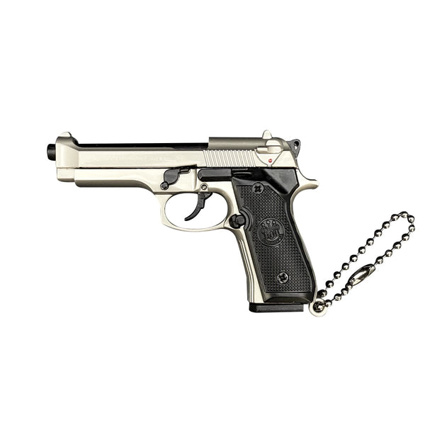 Handcrafted Beretta 92F Keychain–Fog sand silver