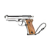 Handmade wood handle Beretta Gun Keychain – Silver