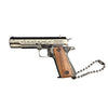 Damascus Wood Handle 1911 Gun Keychain-Metal