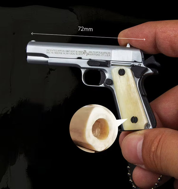 1:3 Bone Handle 1911 Full Metal Gun Model Toy Keychain-Gray