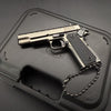 Handmade Damascus 1911 Mini Gun Keychain - Metal