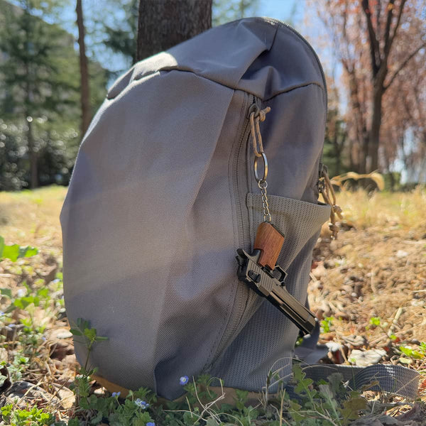 Metallic Desert Eagle Keychain with Wooden Handle – Handcrafted Precision