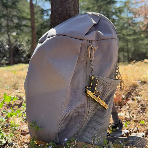 Handmade Damascus 1911 Mini Gun Keychain-Gold