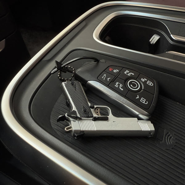 Handmade Kimber 1911 gun Keychain - Silver