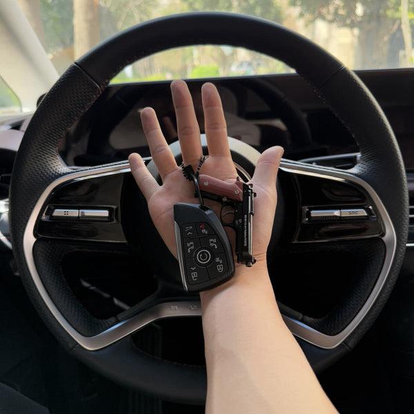 Handmade wood handle Beretta 92F Gun Keychain – Black