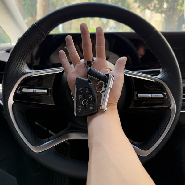 Handmade Beretta 92F Gun Keychain - Silver