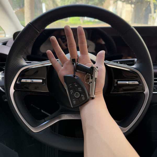 Handcrafted Beretta 92F Keychain–Fog sand silver