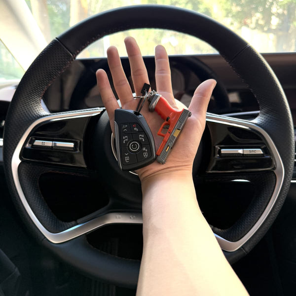 Handmade TTI Mini Gun Keychain - Red