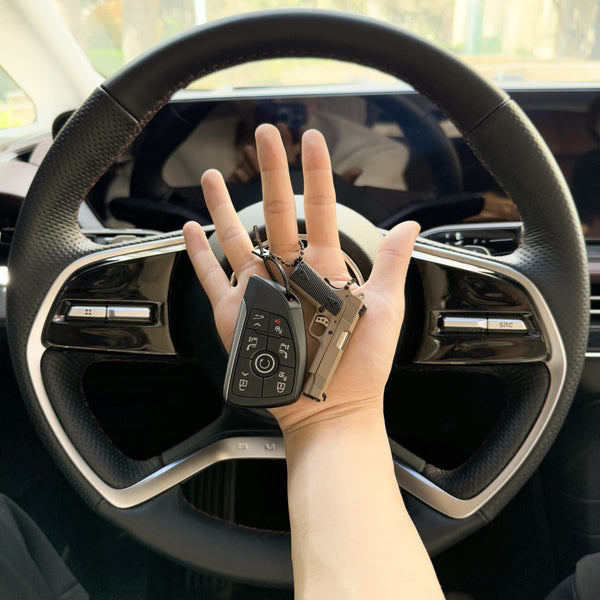 Handmade Kimber 1911 Handgun Keychain - Brown