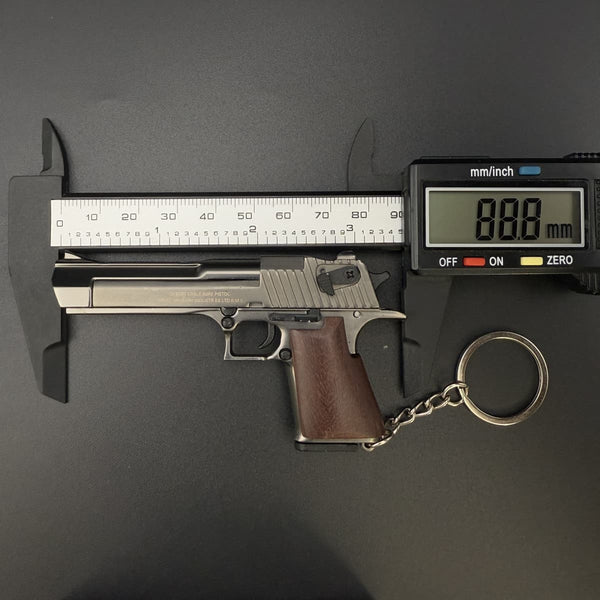 Metallic Desert Eagle Keychain with Wooden Handle – Handcrafted Precision