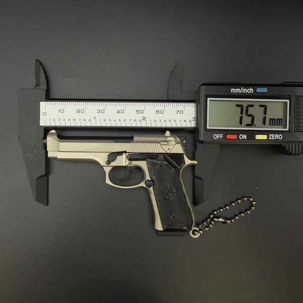 Handcrafted Beretta 92F Keychain–Fog sand silver