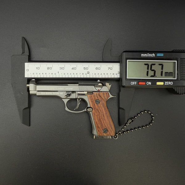 Handmade wood handle Beretta 92F Gun Keychain–Metal