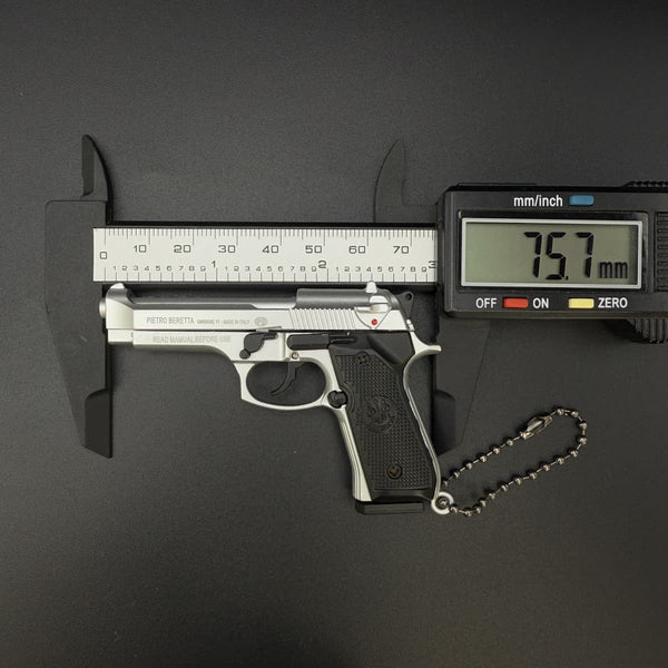 Handmade Beretta 92F Gun Keychain - Silver