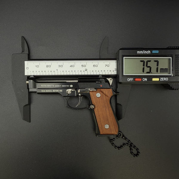 Handmade wood handle Beretta 92F Gun Keychain – Black