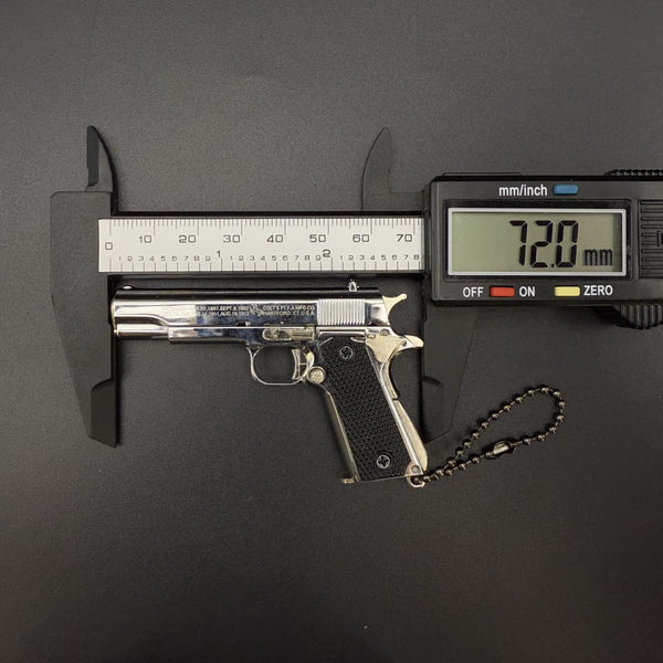 Chrome Silver 1911 Keychain Handmade