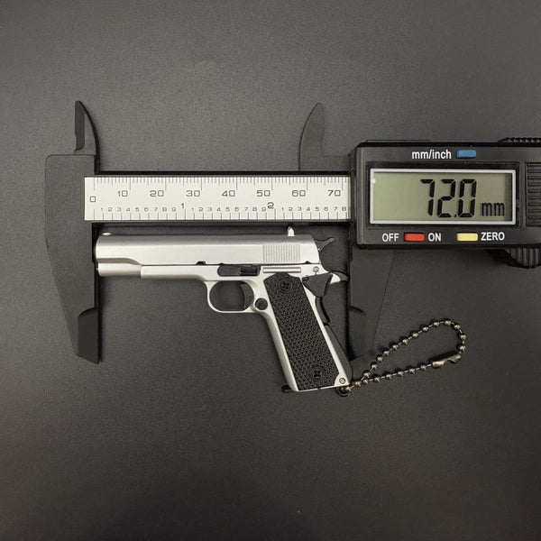 Handmade 1911 Mini Gun Keychain –Silver