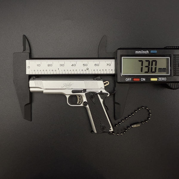 Handmade Kimber 1911 gun Keychain - Silver