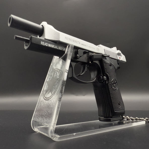 Handmade Silver Beretta 92F Gun Keychain
