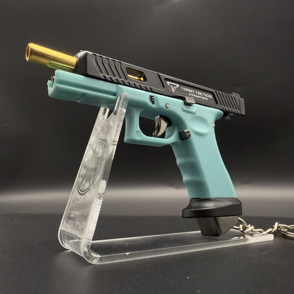 Handmade TTI Mini Gun Keychain - Light blue