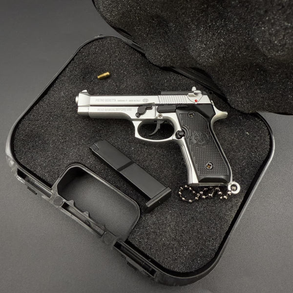 Handmade Beretta 92F Gun Keychain - Silver