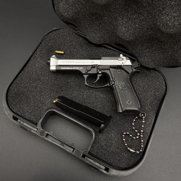 Handmade Silver Beretta 92F Gun Keychain