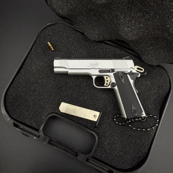Handmade Kimber 1911 gun Keychain - Silver