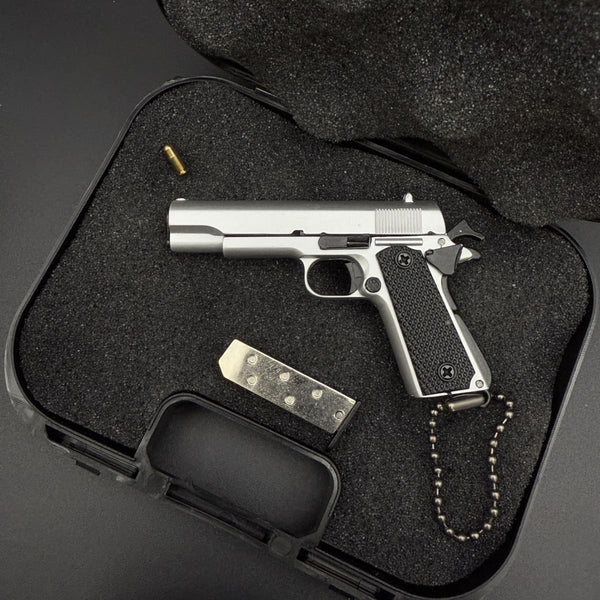 Handmade 1911 Mini Gun Keychain –Silver