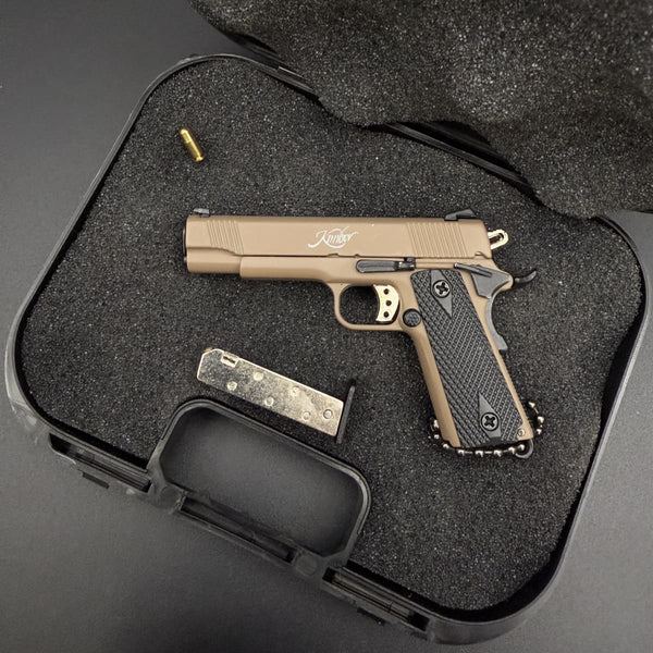 Handmade Kimber 1911 Handgun Keychain - Brown