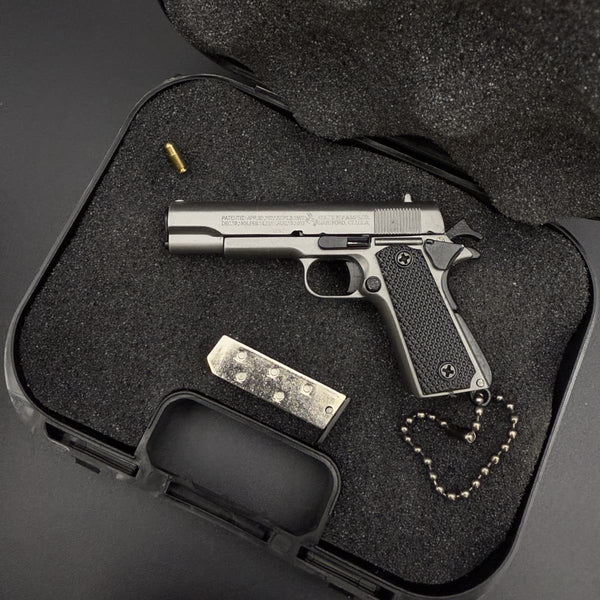Handcrafted Metallic 1911 Gun-Shaped Keychain