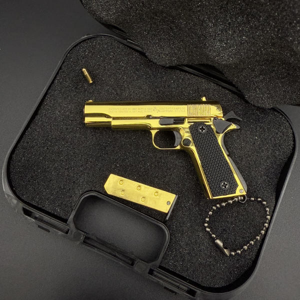 Gold Handmade 1911 Mini Gun Keychain
