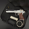 Silver Handmade Desert Eagle Gun Keychain with Wooden Handle