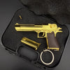 Gold Desert Eagle Keychain with Wooden Handle