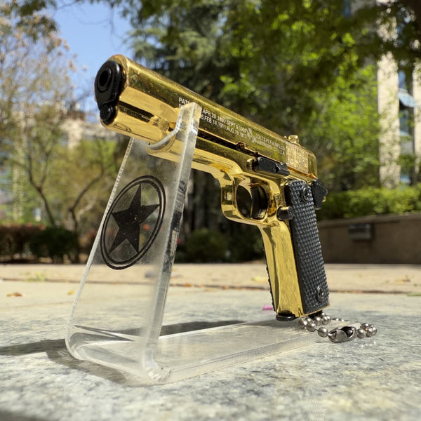 Gold Handmade 1911 Mini Gun Keychain