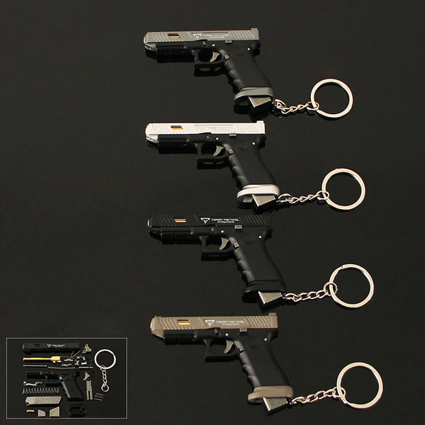 Handmade TTI Mini Gun Keychain - Silver