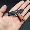 Handcrafted 1911 Gun Keychain with Wooden Handle - Black