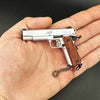 Handcrafted 1911 Gun Keychain with Wooden Handle - Silver
