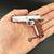 Handcrafted 1911 Gun Keychain with Wooden Handle - Silver
