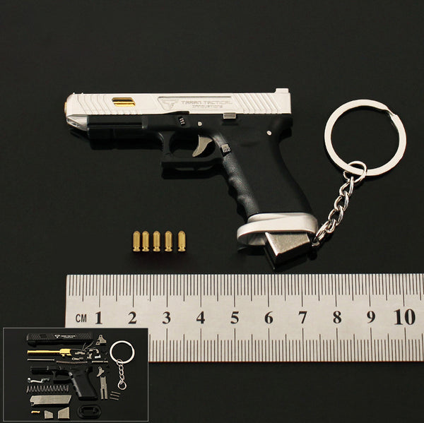Handmade TTI Mini Gun Keychain - Silver