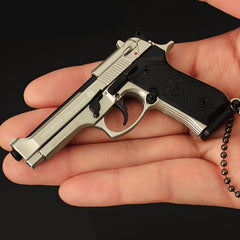 Handcrafted Beretta 92F Keychain–Fog sand silver