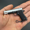 Black 1911 Gun-Shaped Keychain – Handcrafted Realism-Silver