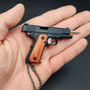 Handcrafted 1911 Gun Keychain with Wooden Handle - Black