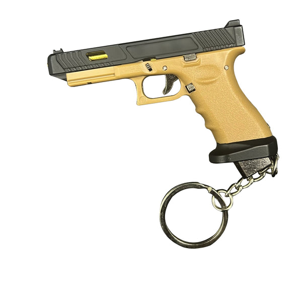 Handmade TTI Mini Gun Keychain - Black and Coyote Tan