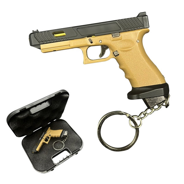 Handmade TTI Mini Gun Keychain - Black and Coyote Tan