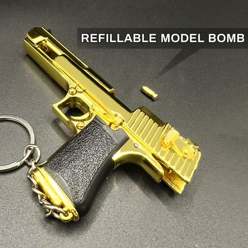 Gold Desert Eagle Gun-Shaped Keychain – Handcrafted Luxury