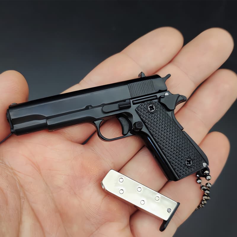 Black 1911 Gun-Shaped Keychain – Handcrafted Realism