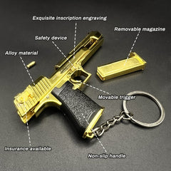 Gold Desert Eagle Gun-Shaped Keychain – Handcrafted Luxury